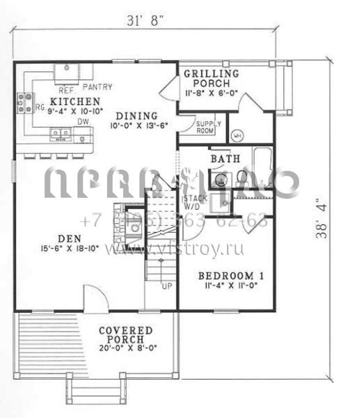 Проект двухэтажного дома без гаража в стиле Ранчо S5-128 (110-00305)