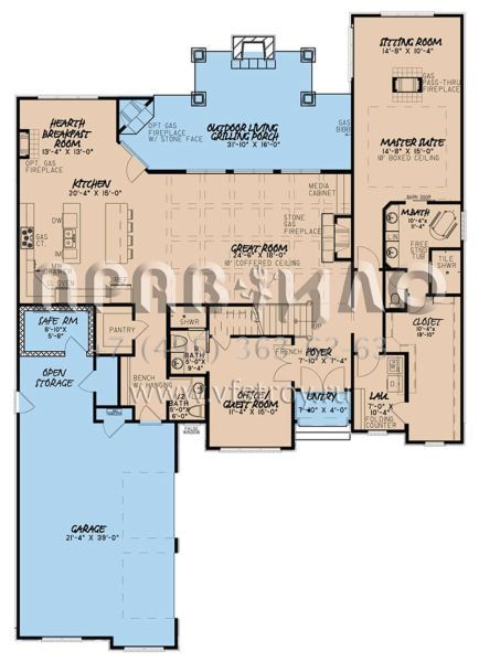 Проект двухэтажного дома с гаражом на две машины в стиле Ранчо S5-298 (8318-00046)