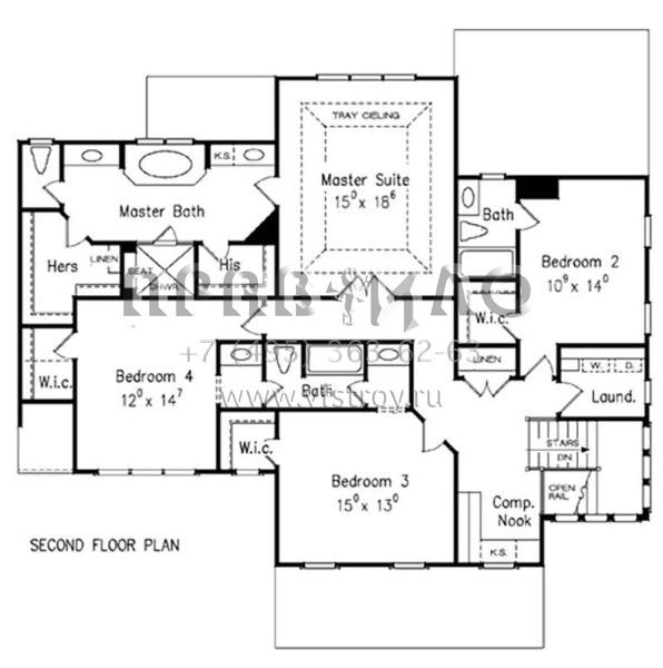 Проект двухэтажного дома с гаражом на две машины в стиле Ранчо S5-297 (8594-00160)