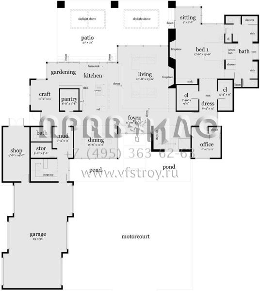 Проект двухэтажного дома с гаражом на три и более машин в современном стиле S5-480 (028-00139)