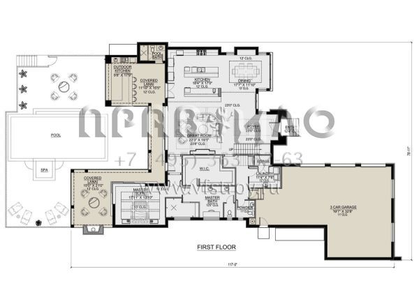 Проект двухэтажного дома с гаражом на три и более машин в современном стиле S5-372 (5565-00024)
