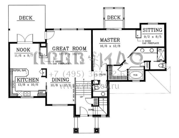 Проект одноэтажного дома с гаражом на две машины в стиле Ранчо S5-222 (692-00165)