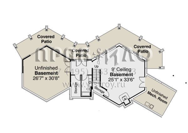 Проект двухэтажного дома с гаражом на две машины в стиле Ранчо S5-366 (035-00907)
