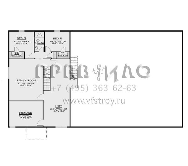 Проект двухэтажного дома с гаражом на три и более машин в стиле БарнХаус S5-297 (5032-00105)
