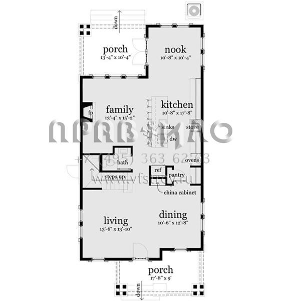 Проект двухэтажного дома с гаражом на две машины в стиле Ранчо S5-193 (028-00112)
