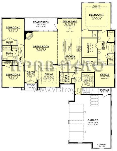 Проект одноэтажного дома с гаражом на две машины в английском стиле S5-223 (041-00136)