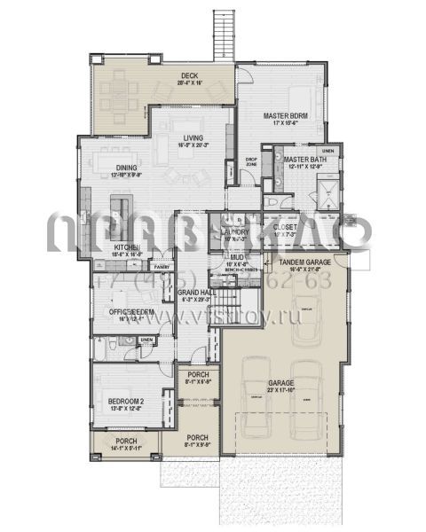 Проект одноэтажного дома с гаражом на три и более машин в современном стиле S5-222 (425-00032)