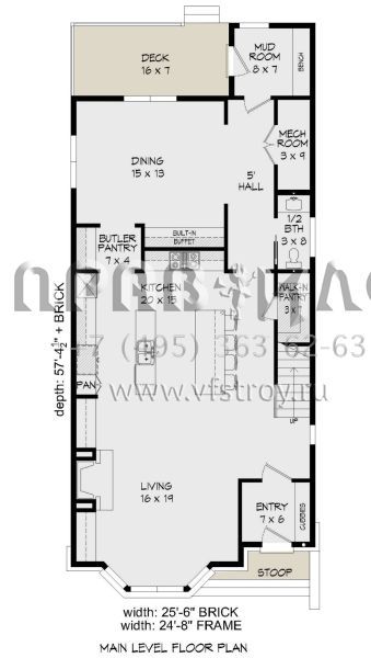 Проект трехэтажного дома без гаража в современном стиле S5-309 (940-00187)