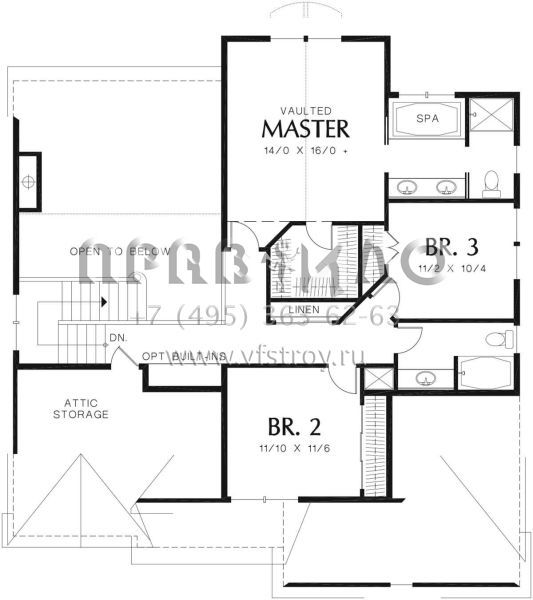 Проект двухэтажного дома с гаражом на три и более машин в стиле Ранчо S5-201 (2559-00362)