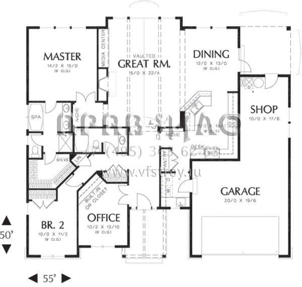 Проект одноэтажного дома с гаражом на три и более машин в скандинавском стиле S5-169 (2559-00085)