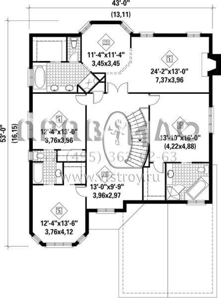 Проект двухэтажного дома с гаражом на две машины в английском стиле S5-353 (6146-00196)