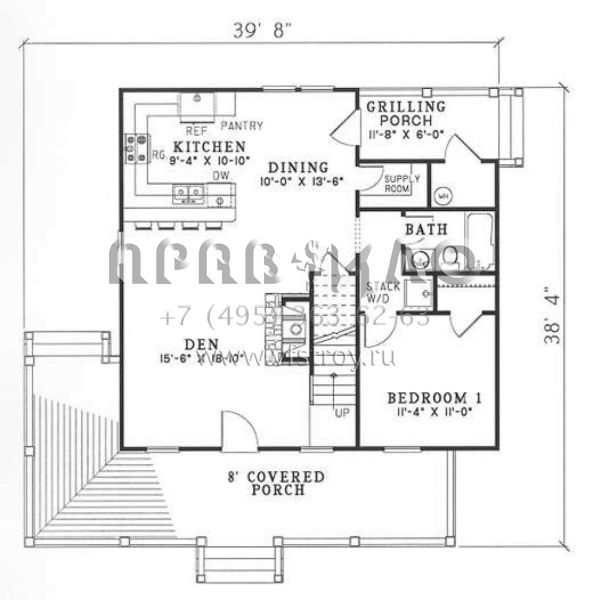 Проект двухэтажного дома без гаража в стиле Ранчо S5-130 (110-00307)