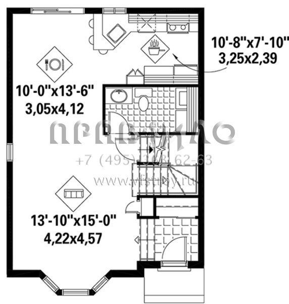 Проект двухэтажного дома без гаража в английском стиле S5-124 (6146-00234)