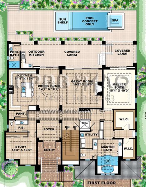 Проект трехэтажного дома с гаражом на три и более машин в прибрежном стиле S5-438 (1018-00279)