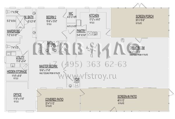 Проект одноэтажного дома без гаража в стиле Ранчо S5-307 (9300-00077)