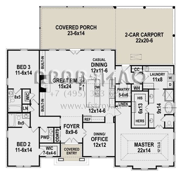 Проект одноэтажного дома с гаражом на две машины в английском стиле S5-223 (4195-00036)