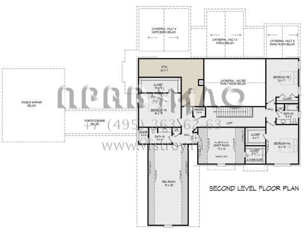 Проект двухэтажного дома с гаражом на три и более машин в стиле Ранчо S5-461 (940-00793)