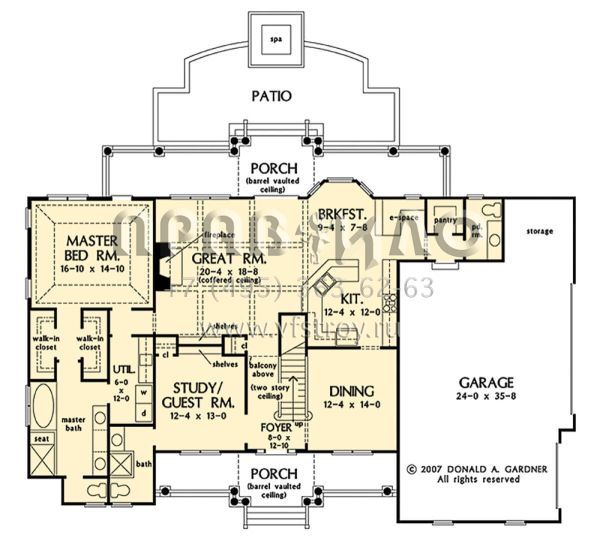 Проект двухэтажного дома с гаражом на три и более машин в стиле Ранчо S5-299 (2865-00343)