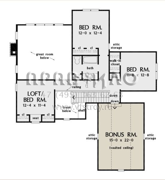 Проект двухэтажного дома с гаражом на две машины в стиле Ранчо S5-225 (2865-00179)