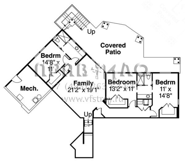 Проект двухэтажного дома с гаражом на три и более машин в американском стиле S5-390 (035-00631)