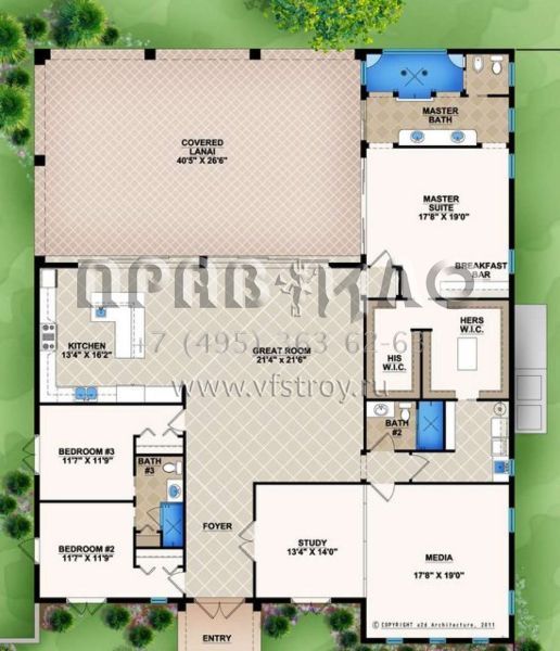 Проект одноэтажного дома с гаражом на две машины в современном стиле S5-288 (5565-00008)