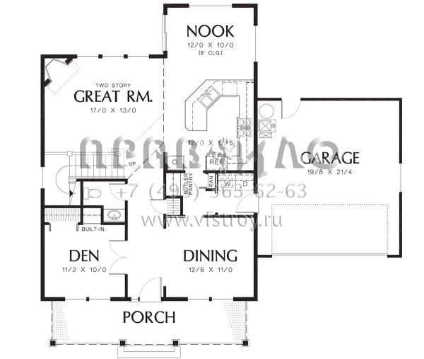 Проект двухэтажного дома с гаражом на две машины в стиле Ранчо S5-178 (2559-00241)