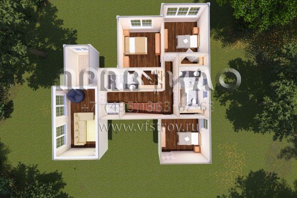 Проект двухэтажного дома с гаражом на две машины в стиле Ранчо S5-226 (4848-00367)