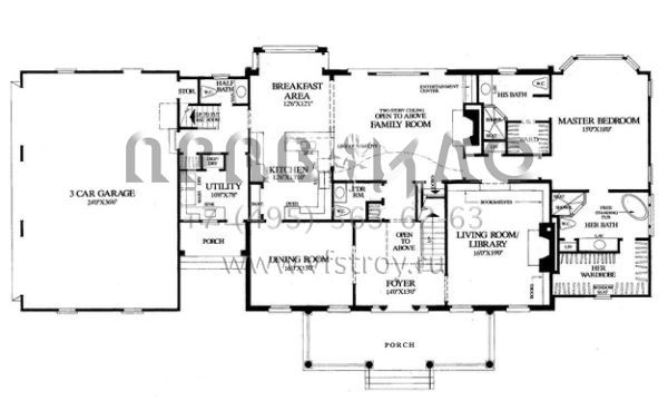 Проект двухэтажного дома с гаражом на три и более машин в стиле Особняк S5-396 (7922-00088)