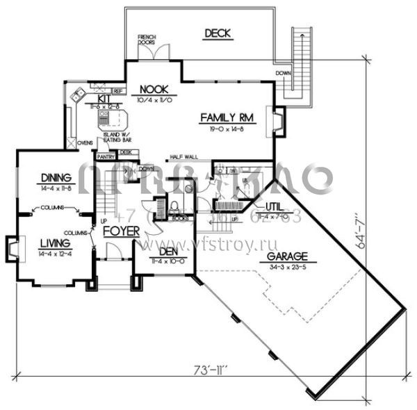 Проект двухэтажного дома с гаражом на три и более машин в прибрежном стиле S5-263 (692-00095)