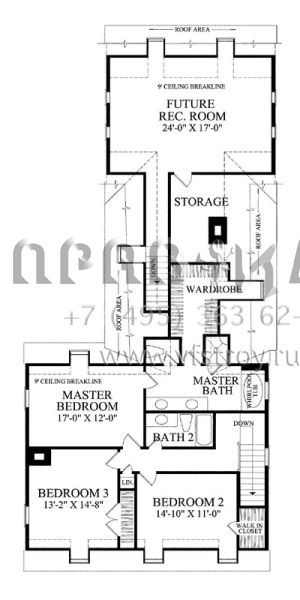 Проект двухэтажного дома с гаражом на две машины в стиле Ранчо S5-256 (7922-00173)