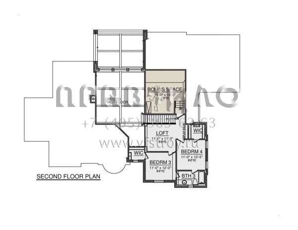 Проект двухэтажного дома с гаражом на три и более машин в стиле Ранчо S5-280 (5445-00508)