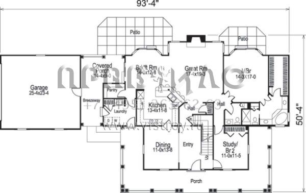 Проект двухэтажного дома с гаражом на две машины в стиле Ранчо S5-250 (5633-00155)