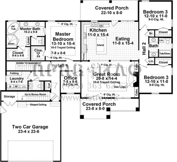 Проект одноэтажного дома с гаражом на две машины в современном стиле S5-188 (348-00251)