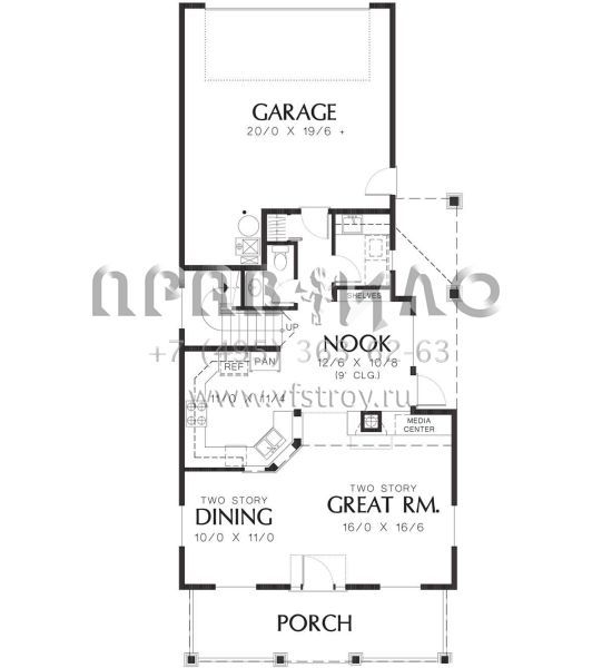 Проект двухэтажного дома с гаражом на две машины в американском стиле S5-158 (2559-00256)