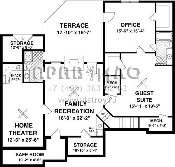 Проект двухэтажного дома с гаражом на две машины в американском стиле S5-167 (036-00228)