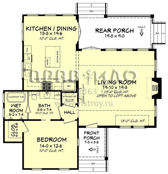 Проект двухэтажного дома без гаража в стиле Ранчо S5-139 (041-00181)