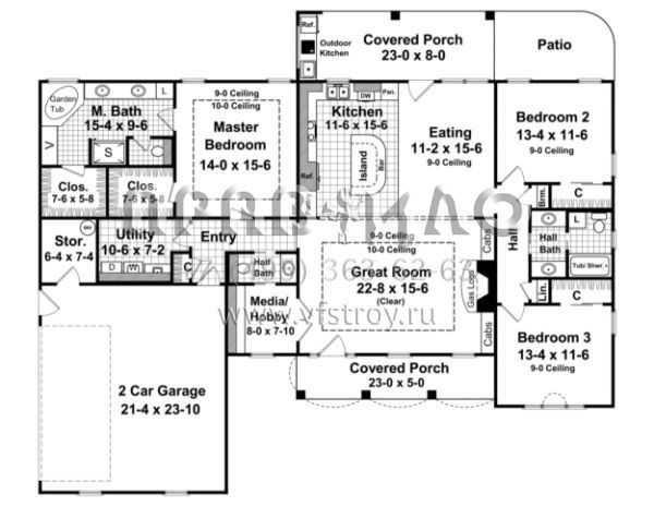 Проект одноэтажного дома с гаражом на две машины в английском стиле S5-186 (348-00100)