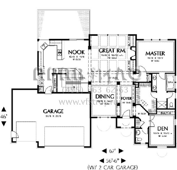 Проект одноэтажного дома с гаражом на три и более машин в английском стиле S5-269 (2559-00109)