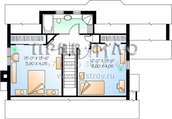 Проект двухэтажного дома без гаража в стиле Ранчо S5-131 (034-00373)