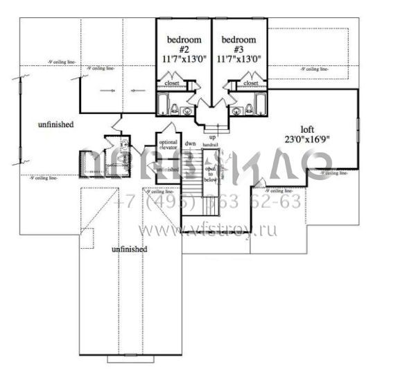 Проект двухэтажного дома с гаражом на две машины в стиле Ранчо S5-370 (957-00014)