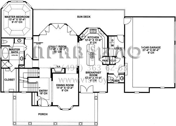 Проект двухэтажного дома с гаражом на три и более машин в стиле Ранчо S5-219 (402-00993)