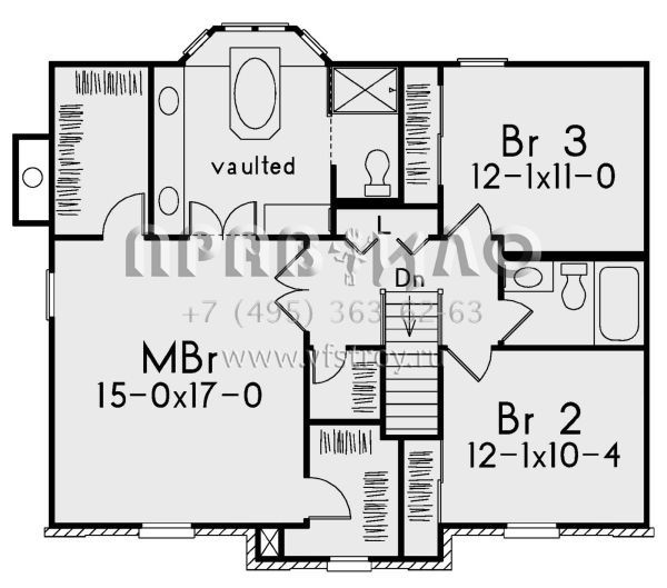 Проект двухэтажного дома с гаражом на две машины в стиле Ранчо S5-223 (5633-00328)