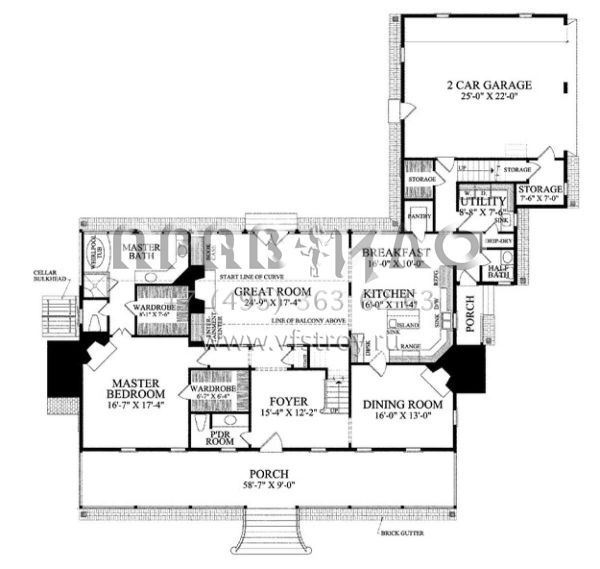 Проект двухэтажного дома с гаражом на две машины в стиле Ранчо S5-319 (7922-00161)