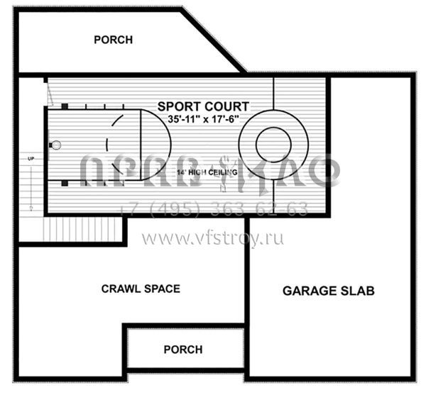 Проект одноэтажного дома с гаражом на три и более машин в американском стиле S5-247 (036-00254)