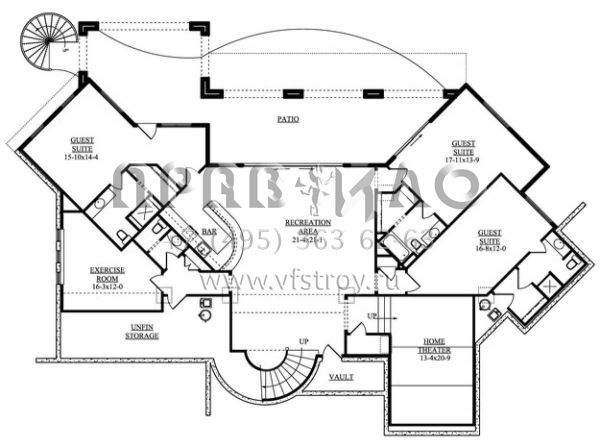 Проект одноэтажного дома с гаражом на три и более машин в американском стиле S5-566 (5631-00050)
