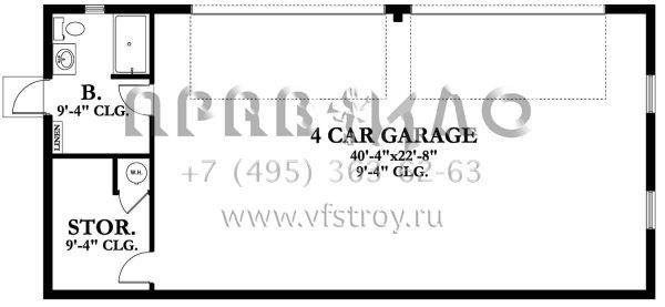 Проект двухэтажного дома с гаражом на три и более машин в стиле Ранчо S5-346 (3978-00057)