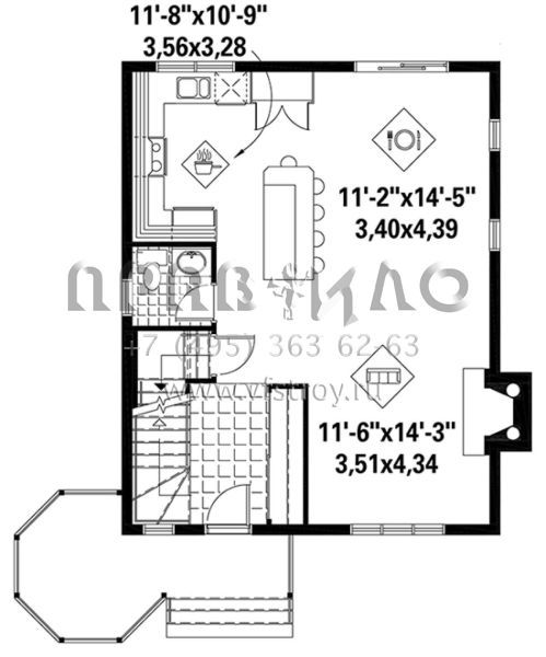 Проект двухэтажного дома без гаража в английском стиле S5-134 (6146-00244)