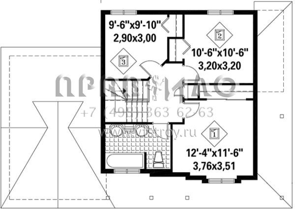 Проект двухэтажного дома с гаражом на одну машину в стиле Ранчо S5-119 (6146-00243)