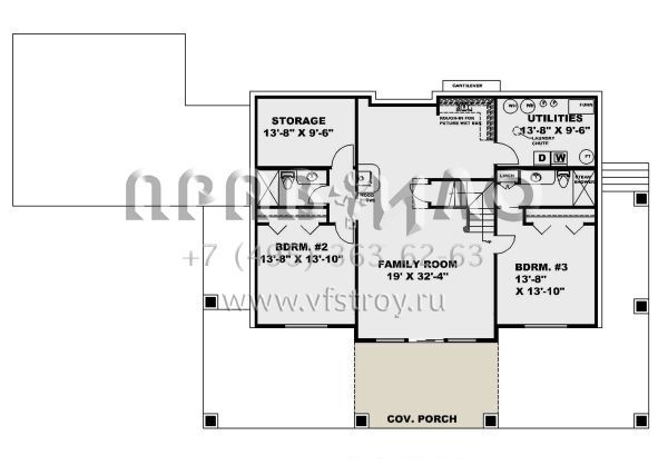 Проект одноэтажного дома с гаражом на две машины в американском стиле S5-320 (039-00707)
