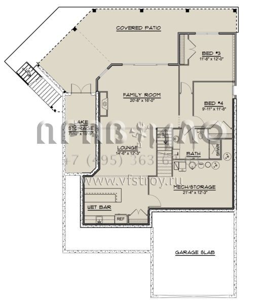 Проект одноэтажного дома с гаражом на две машины в стиле Ранчо S5-148 (5032-00043)